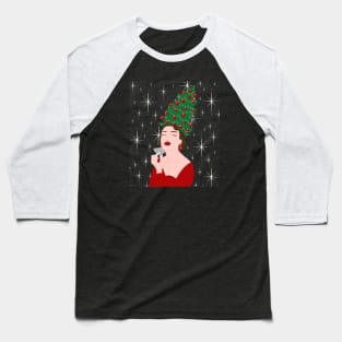 Vintage Christmas Tree hair Baseball T-Shirt